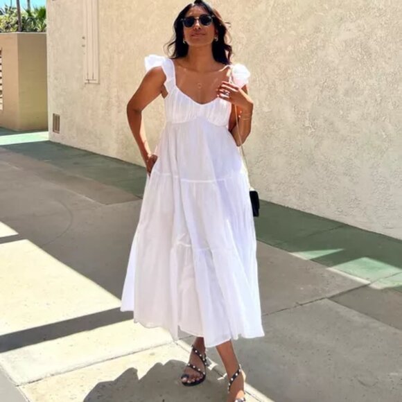 NWT RD Style White Summer Dress with Flutter Straps - Size M - Picture 1 of 6